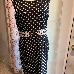 Emma & Michele Black and White Polka Dot Midi Dress